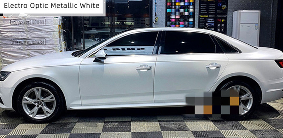 Audi Electro Optic Metallic White Car Wrap Film لتحرير الهواء قابل للانزلاق